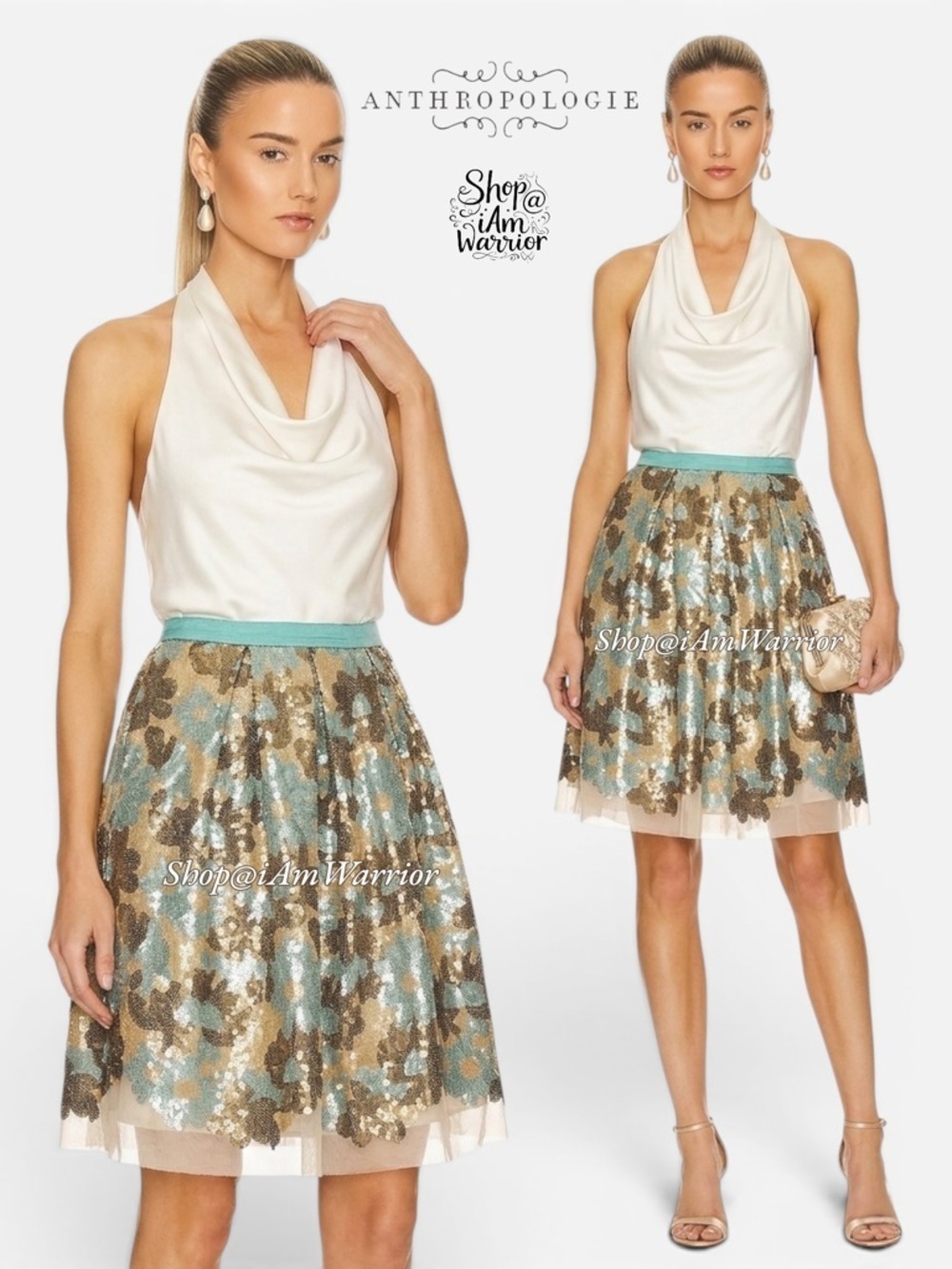 Anthropologie Eva Franco floral sequin tulle a-line skirt *shop@iamwarrior